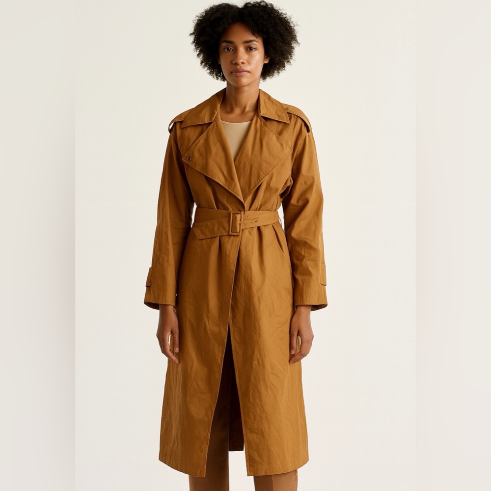 ✨🤎 Frankie Shop Cotton Utility Trench Jumpsuit Oversized Tan 24” P2P 🤎✨